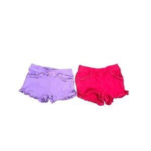 Gymboree Toddler Girl Ruffle Shorts Set Purple & Pink 18-24 Months 100% Cotton